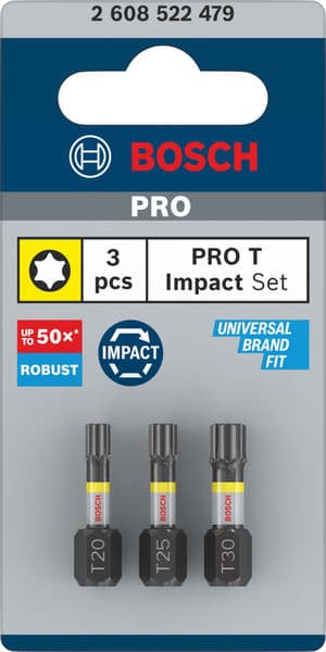 BOSCH Impact Control T Insert Bits, 3 Stk.