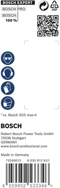 BOSCH EXPERT SDS max-8X Hammerbohrer, 12 x 200 x 340 mm, 5 Stück. Für Bohrhämmer