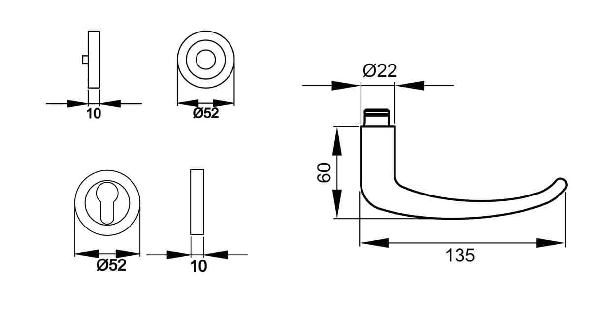 KARCHER DESIGN Drückergarnitur ER/EN 22 PZ 71 - Elba, Profilzylinder, Edelstahl