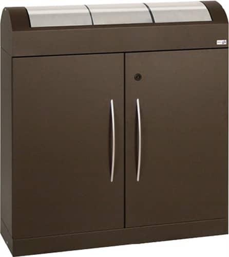 STUMPF Wertstoffsammler H975xB860xT320mm Inh.3 x 45l Soft-Mocca Klappen VA