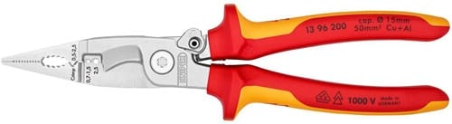 KNIPEX Elektroinstallationszange L.200mm VDE verchr.Mehrkomp.-Hüllen m.Öffnungsf.KNIPEX