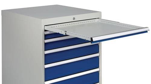 BEDRUNKA+HIRTH Schubladenschrank H819xB705xT736mm lichtgrau/grau 5 Schubl.Voll.Bedrunka