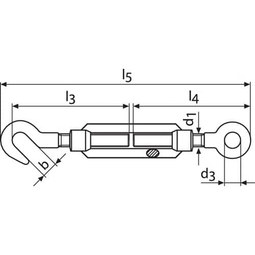 Spannschloss DIN 1480 M6 L.172-252mm m.Hak.u.Öse ZN