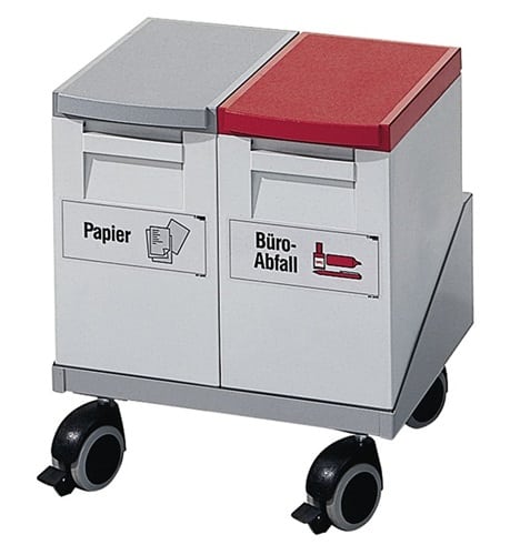 GRUBER Wertstoffsammler 4x15l H460xB805xT350mm grau blau/gelb/grau/rot fahrbar