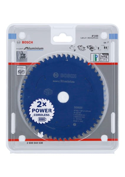 BOSCH Akku-Kreissägeblatt Expert for Aluminium, 160 x 1,8/1,3 x 20, 54 Zähne