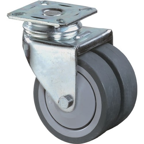 BS ROLLEN Doppel-Lenkrolle 50mm 60kg o.Festst.Gum.grau 60x60mm BS ROLLEN
