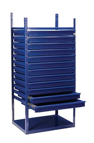 Nordwest Schubladenelement LOGS 90 H1160xB540xT390mm 12 Schubl.blau RAL 5022 LOGS