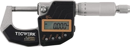 TECWERK Bügelmessschraube DIN 863/1 IP65 0-25mm dig.TECWERK