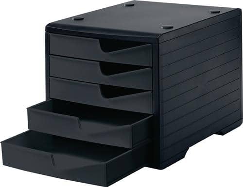 STYRO Ablagebox 5 Schubl.schwarz/schwarz Polystyrol H255xB270xT340mm STYRO