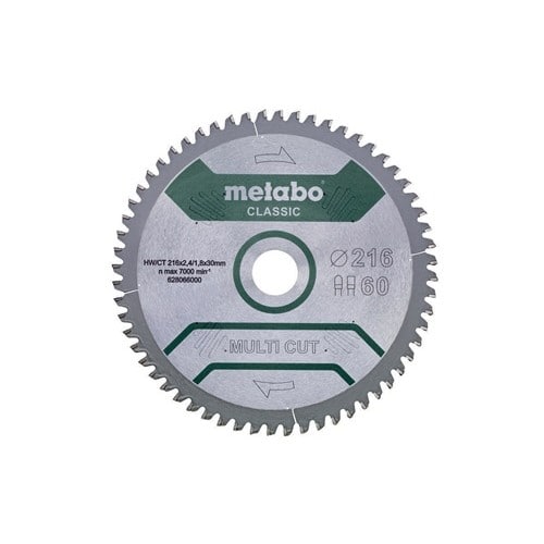 METABO Kreissägeblatt multi cut classic D216xDicke 2,4xBohrung30mm Z.60 HW/CT FZ/TZ