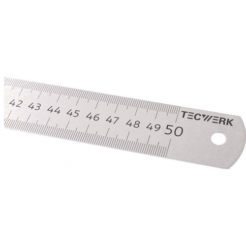 TECWERK Stahlmaßstab L.500mm rostfr.STA biegsam Teilung A=mm/mm TECWERK