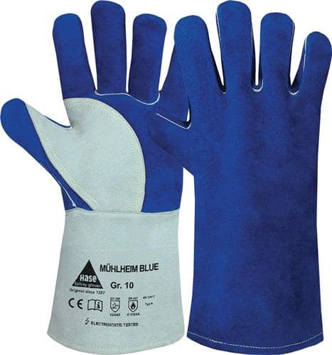 HASE Schweißerhandschuhe Mühlheim Blue Gr.8 blau/grau Rindspaltleder