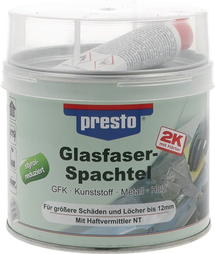 PRESTO 2K-Glasfaserspachtel grau-grün,Härter rot 1000g Dose PRESTO