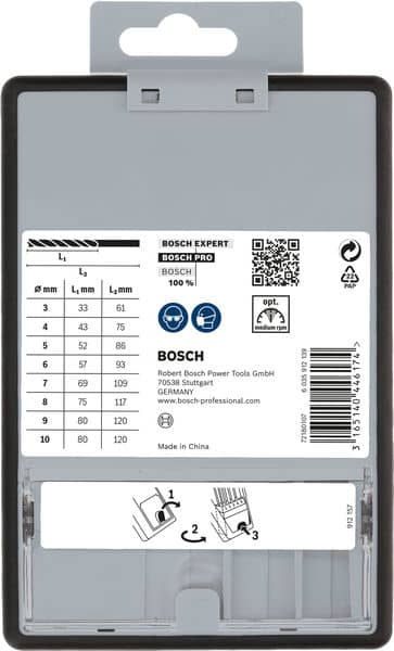 BOSCH Holzspiralbohrer-Set Robust Line, 8-teilig, 3 - 10 mm