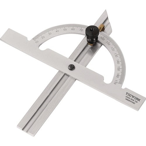 TECWERK Winkelmesser Gradbogen-D.100mm Schienen-L.150mm TECWERK