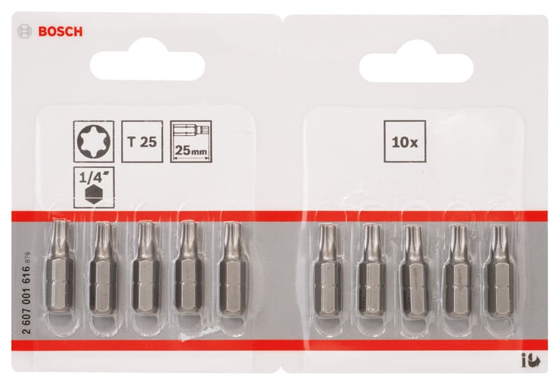 BOSCH Schrauberbit Extra-Hart T25, 25 mm, 10er-Pack