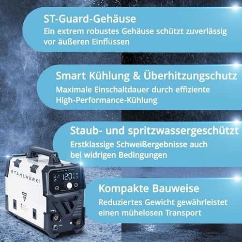 STAHLWERK Fülldrahtschweißgerät Mini FLUX 120 ST Digital m.Zub.20-120 A gasg.STAHLWERK