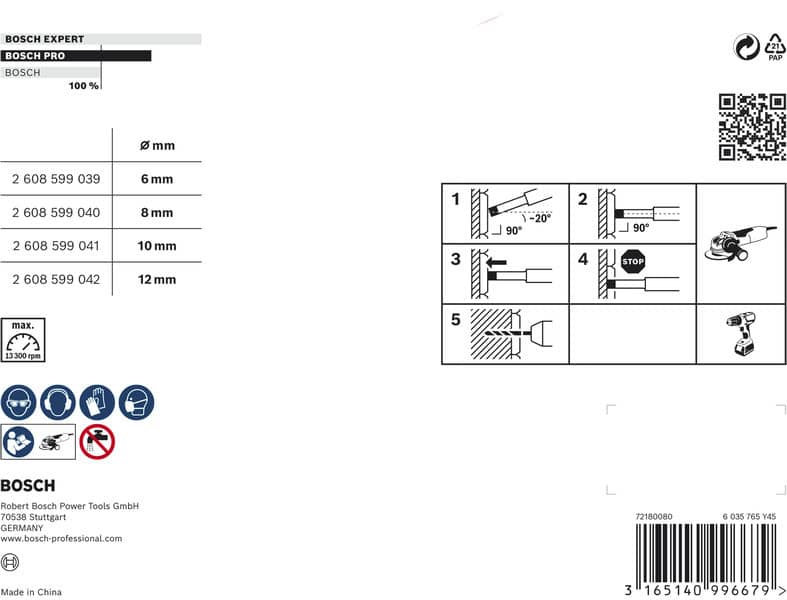 BOSCH Diamanttrockenbohrer-Set Dry Speed, 4-teilig, 6 - 12 mm
