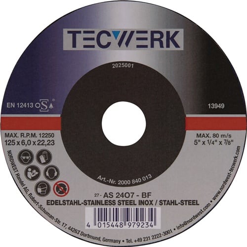 TECWERK Schruppscheibe D125xS6mm gekr.Univ.Bohr.22,23mm TECWERK