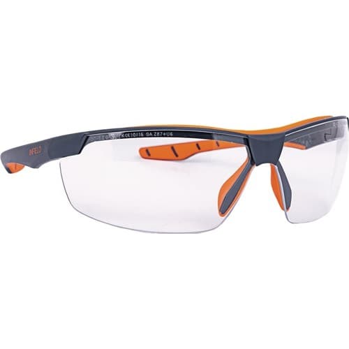 INFIELD SAFETY Schutzbrille Flexor Plus EN 166 Fassung:dunkelgrau-orange Scheibe:klar PC INFIEL