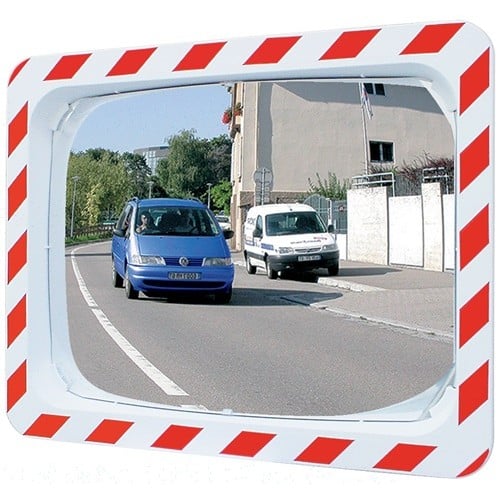 SPL Verkehrsspiegel H600xB800mm Kunststoff,rot/weiß f.2 Richtungen 20m SPL