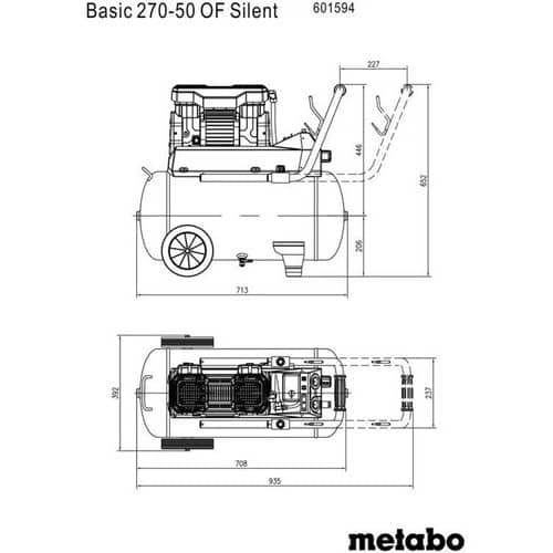 METABO Kompressor Basic 270-50 OF Silent 250l/min 10bar 1,5 kW 50l METABO