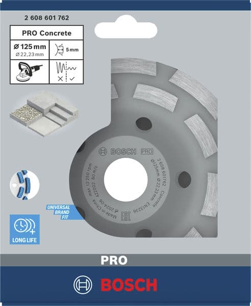BOSCH Diamanttopfscheibe Expert for Concrete Hohe Lebensdauer 125 x 22,23 x 5 mm