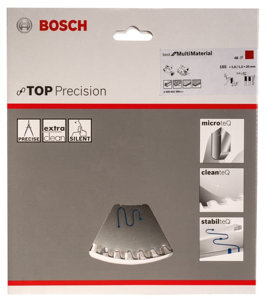 BOSCH Kreissägeblatt Top Precision Best for Multi Material, 165 x 20 x 1,8 mm, 48