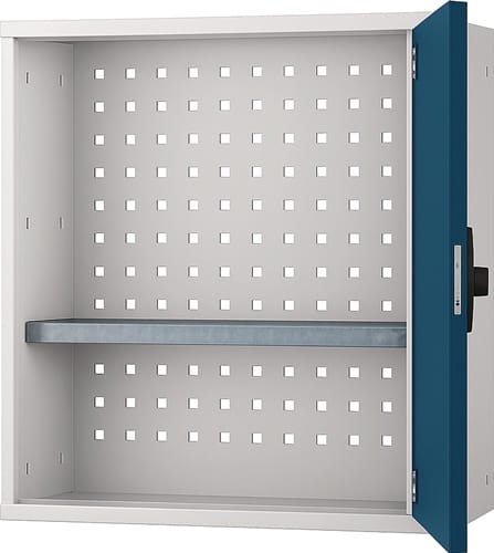 BEDRUNKA+HIRTH Hängeschrank H600xB600xT200mm Vollblechtür lichtgrau/signalblau