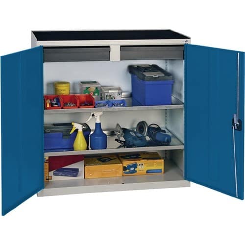 STUMPF Werkzeug-/Beistellschrank H1000xB1000xT500mm 2Schubl.,2Bd.lichtgrau/enzianblau