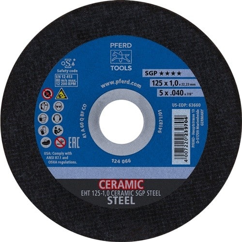 PFERD TOOLS Trennscheibe Ceramic SGP Steel D125x1mm ger.STA Bohr.22,23mm PFERD