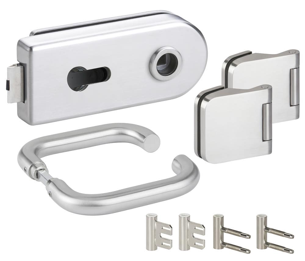 HERMAT Ganzglastürschloss-Set VENEZIA 6013/6315/1801/HZSZ, Edelstahl
