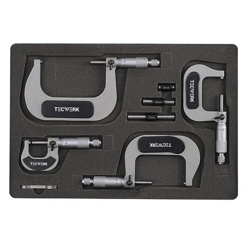 TECWERK Bügelmessschraubensatz DIN 863/1 0-100mm TECWERK