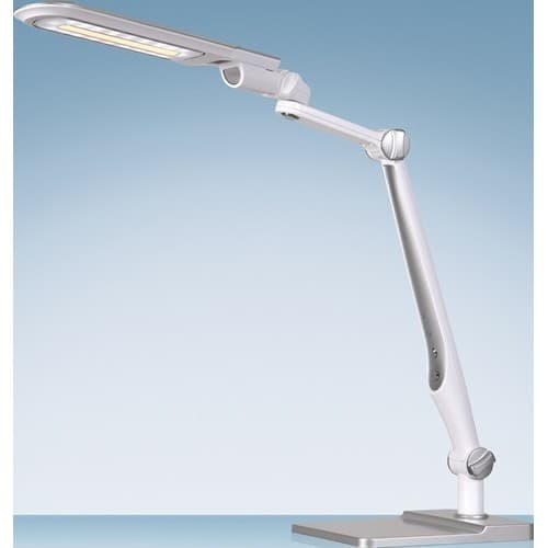 HANSA Schreibtischleuchte LED Multifl.ABS,Eisen,PS weiß/silber H600mm Standfuß+Klemme