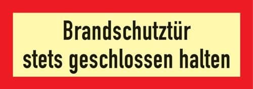Nordwest Brandschutzzeichen DIN 4066 L297xB105mm Brandschutztür stets geschl.halten Folie