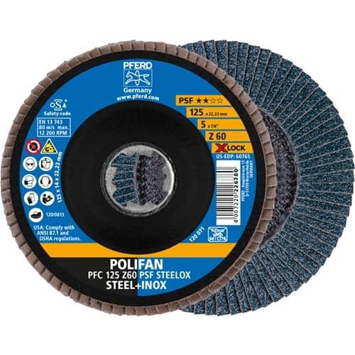 PFERD TOOLS Fächerscheibe X-LOCK PSF Z STEELOX D.125mm K.60 kon.INOX ZK Z PFERD