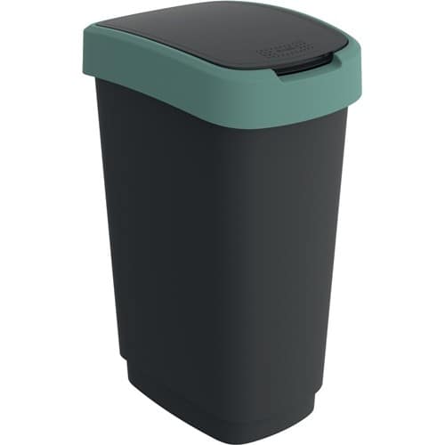 ROTHO Wertstoffsammler TWIST 50l H602xB298xT401mm schwarz Deckelrand blau ROTHO