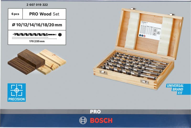BOSCH Schlangenbohrer-Set, 6-teilig, 10 - 20 mm, 160 mm, 235 mm