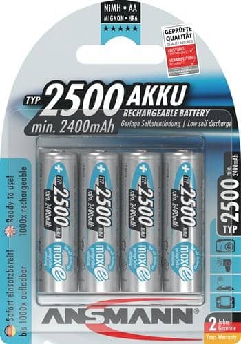 ANSMANN Akkuzelle maxE 1,2 V 2500 mAh R6-AA-Mignon HR6 4 4St./Blister ANSMANN
