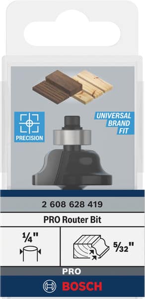 BOSCH Profilfräser B 1/4", R1 4 mm, D1 28,6 mm, B 15,9 mm, L 12,4 mm, G 54 mm