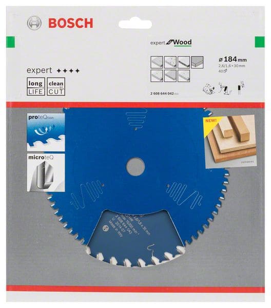 BOSCH Kreissägeblatt Expert for Wood, 184 x 30 x 2,6 mm, 40