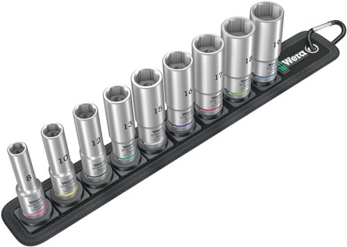 WERA Steckschlüsseleinsatzset Belt B Deep 1 9-tlg.SW 8-19mm Antr.10mm (3/8) Zoll WERA