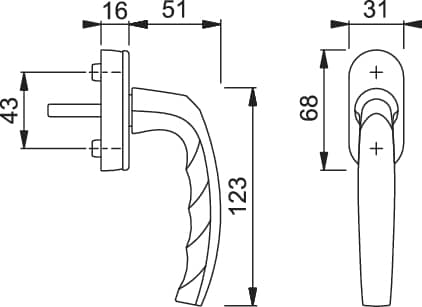 HOPPE® Fenstergriff Atlanta 0530/US952, VarioFit, N10, mit Schrauben, Aluminium, 10760935
