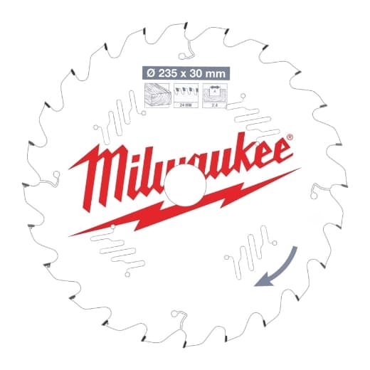 MILWAUKEE 235/30 mm Z24 Wechselzahn Kreissägeblatt Holz für Handkreissägen