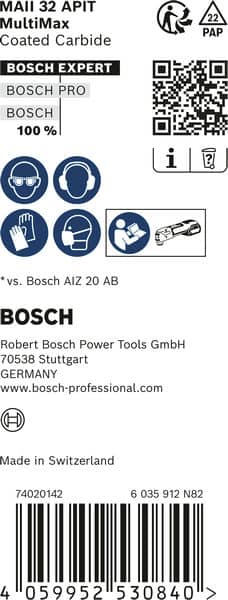 BOSCH EXPERT MultiMax MAII 32 APIT Blatt für Multifunktionswerkzeuge, 32 mm, 10 Stück. Für oszillierende Multifunktionswerkzeuge