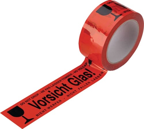 ENVIROPACK Warnklebeband PVC PVC,Vorsicht Glas L.66 m,B.48mm rot Rl.ENVIROPACK