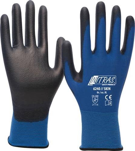 NITRAS Handschuhe Skin Gr.9 blau/schwarz EN 388 PSA II NITRAS SAFETY
