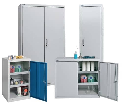 STUMPF Umweltschrank H1800xB500xT500mm lichtgrau/enzianblau o.Belüftung 4 Wannen,10l