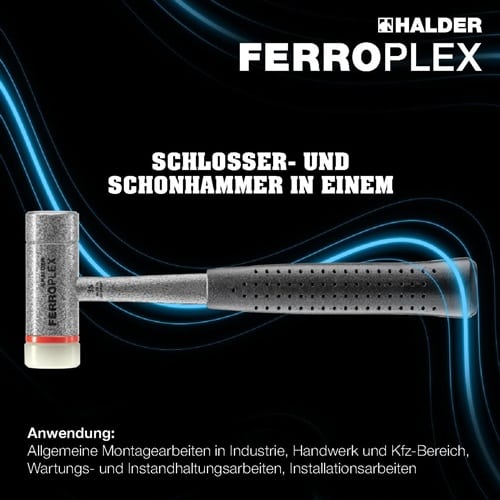 HALDER Schon- u.Schlosserhammer FERROPLEX L.295mm Kopf-D.35mm hart STA
