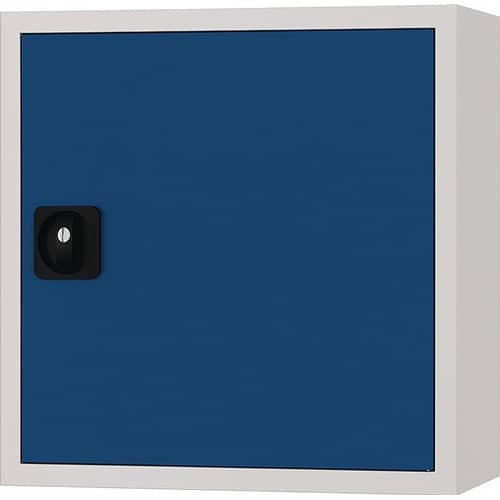 BEDRUNKA+HIRTH Hängeschrank H600xB600xT200mm Vollblechtür lichtgrau/signalblau